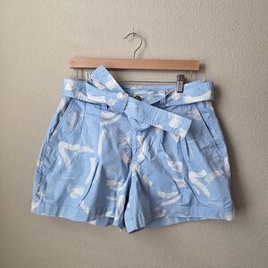 Women's A NEW DAY Stretch Elastizado High Rise Pleated Shorts Blue White Size 10